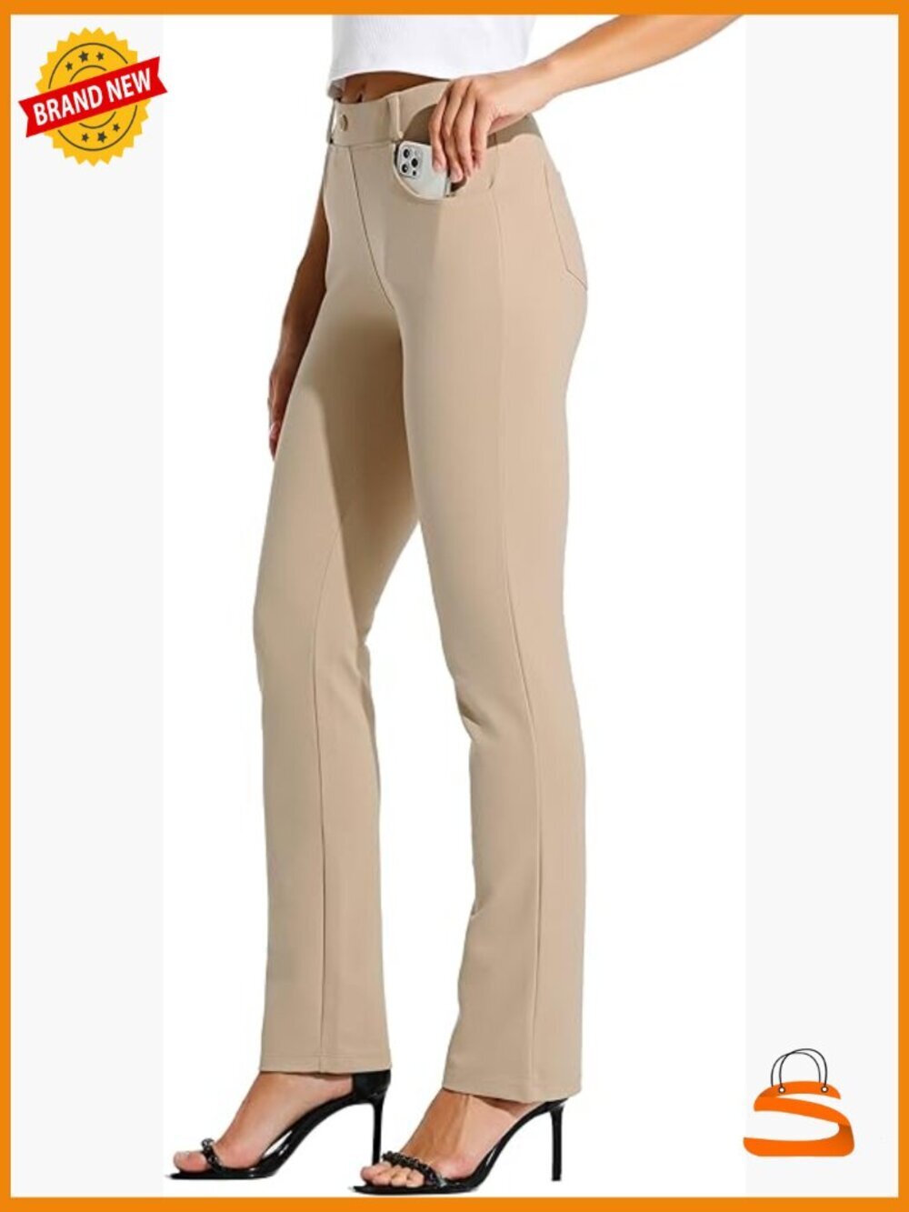 Women's Yoga Dress Pants Straight Leg Work Slacks Stretchy Office Casual 4